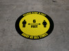 Please Stay 6 Feet Away At All Times With Icon Black Border - Circular - Floor Sign
