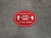 Please Stay 6 Feet Away At All Times With Icon Stop - Circular - Floor Sign