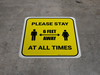 Please Stay 6 Feet Away At All Times With Icon Yellow Square