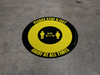 Please Stay 6 Feet Away At All Times With Icon Yellow/Black - Circular - Floor Sign