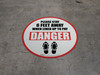 Please Stay 6 Ft Away When Lined Up To Pay Danger Shoe Prints - Circular - Floor Sign Please Stay 6 Ft Away When Lined Up To Pay Danger Shoe Prints - Circular - Floor Sign