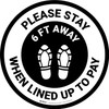 Please Stay 6 Ft Away When Lined Up To Pay Shoe Prints - Circular - Floor Sign