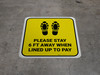 Please Stay 6 Ft Away When Lined Up To Pay Shoe Prints Yellow Square