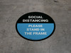 Social Distancing Please Stand In The Frame Blue - Circular - Floor Sign