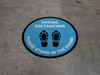 Social Distancing Please Stand In The Frame Shoe Prints Blue - Circular - Floor Sign