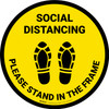 Social Distancing Please Stand In The Frame Shoe Prints Yellow - Circular - Floor Sign Social Distancing Please Stand In The Frame Shoe Prints Yellow - Circular - Floor Sign