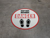 Keep Safe Distance Danger Shoe Prints Circular - Floor Sign