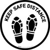 Keep Safe Distance Shoe Prints Circular - Floor Sign