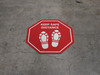 Keep Safe Distance Shoe Prints STOP Circular - Floor Sign