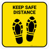 Keep Safe Distance Shoe Prints Yellow Square - Floor Sign Keep Safe Distance Shoe Prints Yellow Square - Floor Sign