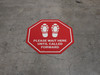 Please Wait Here Until Called Forward Shoe Prints Stop Circular - Floor Sign