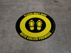 Please Wait Here Until Called Forward Shoe Prints Yellow Black Circular - Floor Sign Please Wait Here Until Called Forward Shoe Prints Yellow Black Circular - Floor Sign