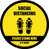 Social Distancing Please Stand Here 6 Ft Apart Shoe Prints Black Border Circular - Floor Sign Social Distancing Please Stand Here 6 Ft Apart Shoe Prints Black Border Circular - Floor Sign
