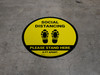 Social Distancing Please Stand Here 6 Ft Apart Shoe Prints Yellow Circular - Floor Sign