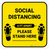 Social Distancing Please Stand Here 6 Ft Apart Shoe Prints Yellow Square - Floor Sign Social Distancing Please Stand Here 6 Ft Apart Shoe Prints Yellow Square - Floor Sign