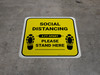 Social Distancing Please Stand Here 6 Ft Apart Shoe Prints Yellow Square - Floor Sign Social Distancing Please Stand Here 6 Ft Apart Shoe Prints Yellow Square - Floor Sign
