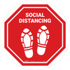 Social Distancing Shoe Prints Stop Circular - Floor Sign