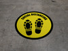 Social Distancing Shoe Prints Yellow Border Circular - Floor Sign Social Distancing Shoe Prints Yellow Border Circular - Floor Sign