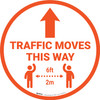 Traffic Moves This Way - Arrow with Icon Orange - Floor Sign Traffic Moves This Way - Arrow with Icon Orange - Floor Sign
