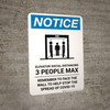 Notice: Elevator Social Distancing 3 People Max Portrait - Wall Sign Notice: Elevator Social Distancing 3 People Max Portrait - Wall Sign