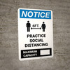 Notice: Practice Social Distancing - Max Capacity with Icons Portrait - Wall Sign