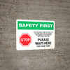 Safety First: For Your Safety We Are Limiting Customers - Please Wait Here Landscape - Wall Sign Safety First: For Your Safety We Are Limiting Customers - Please Wait Here Landscape - Wall Sign