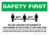 Safety First: Limiting Number Of Customers In Store with Icon Landscape - Wall Sign Safety First: Limiting Number Of Customers In Store with Icon Landscape - Wall Sign