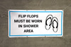 Flip Flops Must Be Worn In Shower Area with Icon - Banner