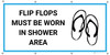 Flip Flops Must Be Worn In Shower Area with Icon - Banner