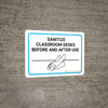 Sanitize Classroom Desks Before And After Use with Icon Landscape - Wall Sign