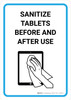 Sanitize Tablets Before And After Use with Icon Portrait - Wall Sign