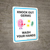 Knock Out Germs Wash Your Hands with Icon Portrait - Wall Sign Knock Out Germs Wash Your Hands with Icon Portrait - Wall Sign
