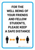 For The Well Being Of Students Keep A Safe Distance with Icon Portrait - Wall Sign For The Well Being Of Students Keep A Safe Distance with Icon Portrait - Wall Sign