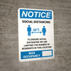 Notice: Social Distancing - We Are Limiting The Number of Residents in This Location/Max Occupancy Portrait - Wall Sign