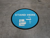 Stand Here Bathroom Icon Circle - Floor Sign Stand Here Bathroom Icon Circle - Floor Sign