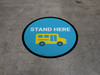 Stand Here Bus Icon Circle - Floor Sign Stand Here Bus Icon Circle - Floor Sign