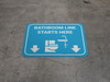 Bathroom Line Starts Here Rectangle - Floor Sign Bathroom Line Starts Here Rectangle - Floor Sign
