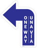 One Way Bilingual Spanish Arrow Blue (Left) - Floor Sign