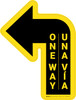 One Way Bilingual Spanish Arrow Yellow (Left) - Floor Sign