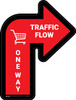 Traffic Flow One Way Arrow With Grocery Cart Icon Red (Right) - Floor Sign