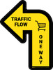 Traffic Flow One Way Arrow With Grocery Cart Icon Yellow (Left) - Floor Sign