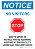 Notice: No Visitors Stop No Visitors Due To COVID-19 with Icon Portrait - Wall Sign