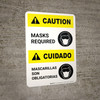 Caution: Masks Required Bilingual Spanish with Icon Portrait - Wall Sign