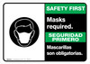 Safety First: Masks Required Bilingual with Icon Landscape - Wall Sign Safety First: Masks Required Bilingual with Icon Landscape - Wall Sign