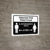 Gracias Por Practicar El Distanciamiento Social Spanish with Icon Black Landscape - Wall Sign