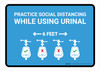Practice Social Distancing While Using Urinal 6 Ft with Icon Blue Landscape - Wall Sign