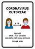 Coronavirus Outbreak Please Wear A Face Covering with Icons Portrait - Wall Sign