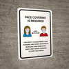 Face Covering Is Required 6 Feet with Icons Portrait - Wall Sign