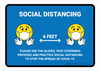 Social Distancing Please Use Face Coverings/Gloves with Emojis Blue Landscape - Wall Sign Social Distancing Please Use Face Coverings/Gloves with Emojis Blue Landscape - Wall Sign