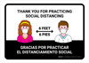 Thank You For Practicing Social Distancing Bilingual Spanish with Icons Portrait - Wall Sign